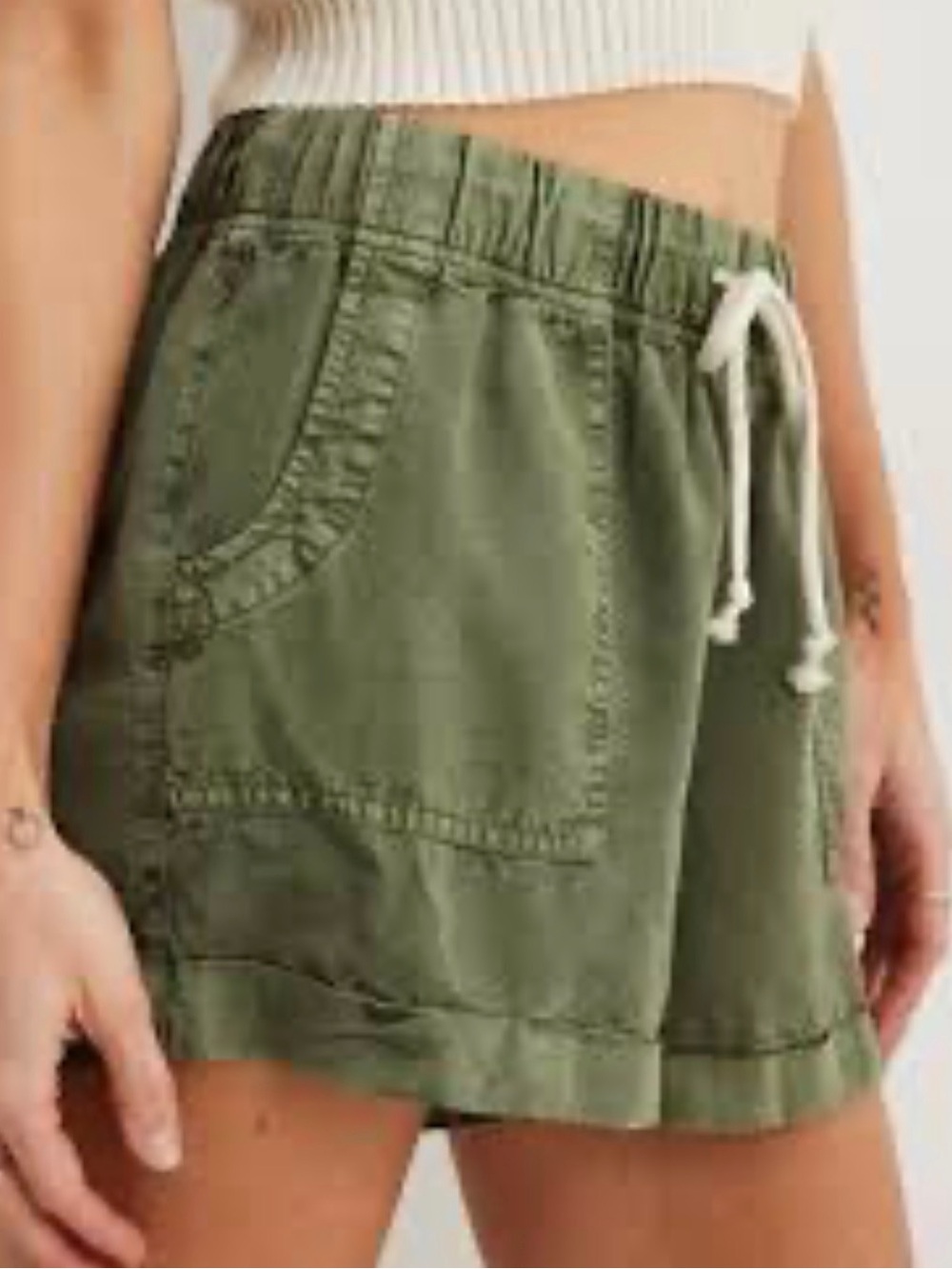 aerie Olive Green Drawstring Utility Shorts